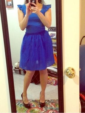 Blue Chiffon A-Line Skirt - Women's